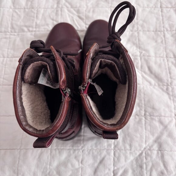 UGG Kesey Womens 9 Brown Leather Shearling Boots Lace Up Zip - Picture 5 of 15